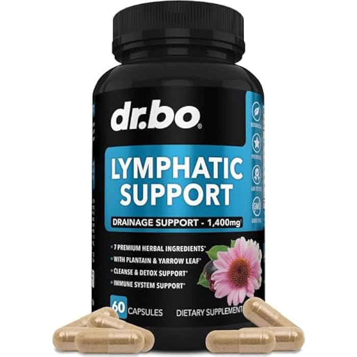 dr.bo Lymphatic Drainage Supplements Pills - Lymphatic Support Total Herbal Cleanse Products with Echinacea Lymph System Support Supplement for Nodes Legs & Neck - Lymph Node Detox Cleanse System Drainage - Image 1