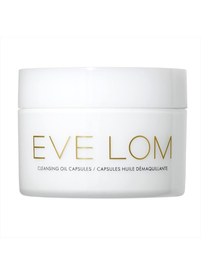 Eve Lom Cleansing Oil Capsules | Oil based facial cleanser that dissolves all traces of impurities and hydrates the skin for up to 12 hours after use - Full Size 50 Capsules - Image 1