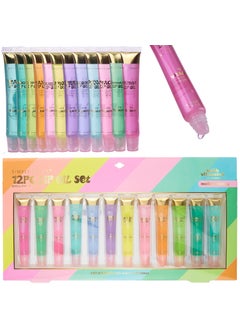 Expressions EXPRESSIONS 12pc Lip Oil Set  Flavored Lip Oils Value Pack Hydrating Lip Oils wSqueeze Tube Application Moisturizing Lip Oil Collection for Everyday Lip Care and Lip Repair RAINBOW 