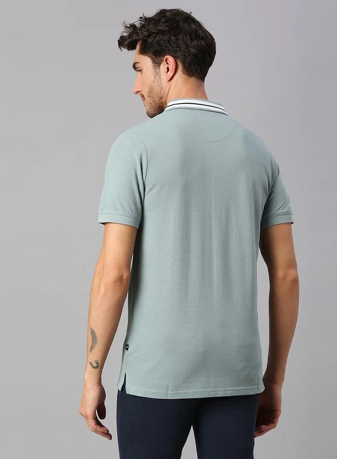 Dennis Lingo Men's Powder Blue Regular Fit Cotton Polo T-shirt