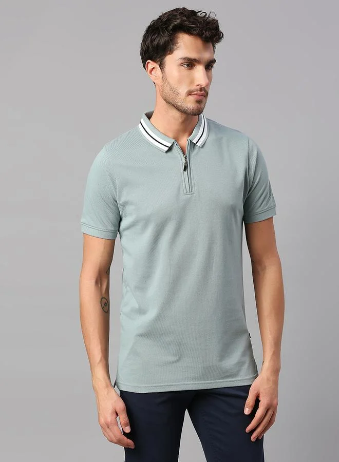 Dennis Lingo Men's Powder Blue Regular Fit Cotton Polo T-shirt