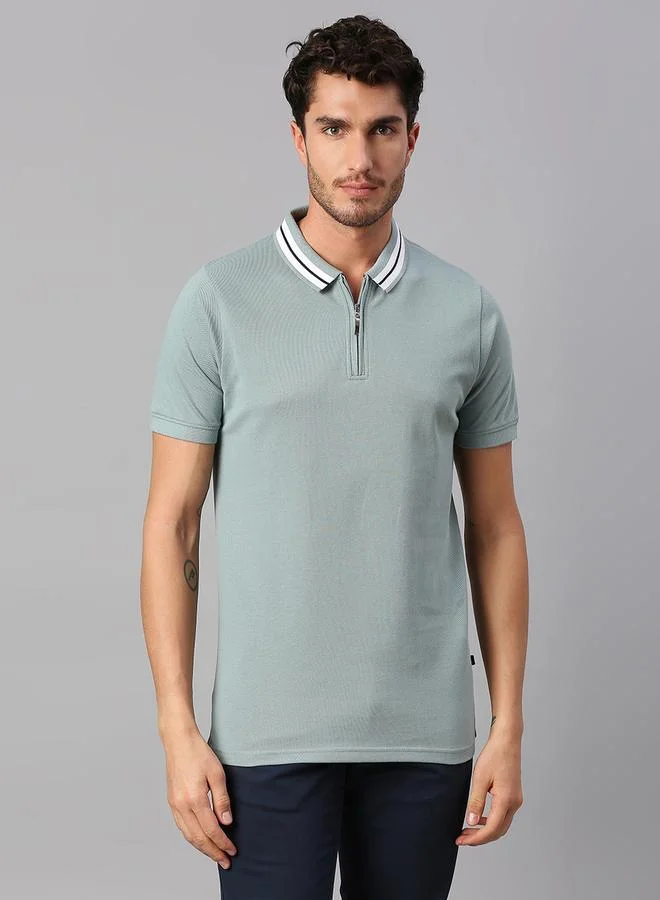 Dennis Lingo Men's Powder Blue Regular Fit Cotton Polo T-shirt