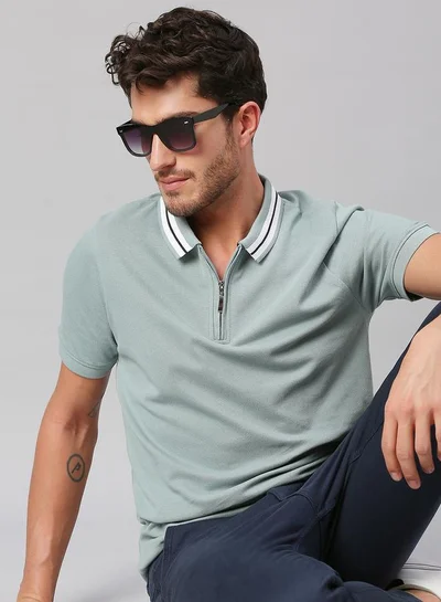 Dennis Lingo Men's Powder Blue Regular Fit Cotton Polo T-shirt