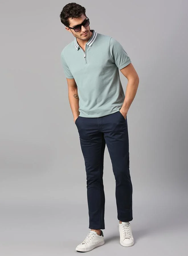 Dennis Lingo Men's Powder Blue Regular Fit Cotton Polo T-shirt