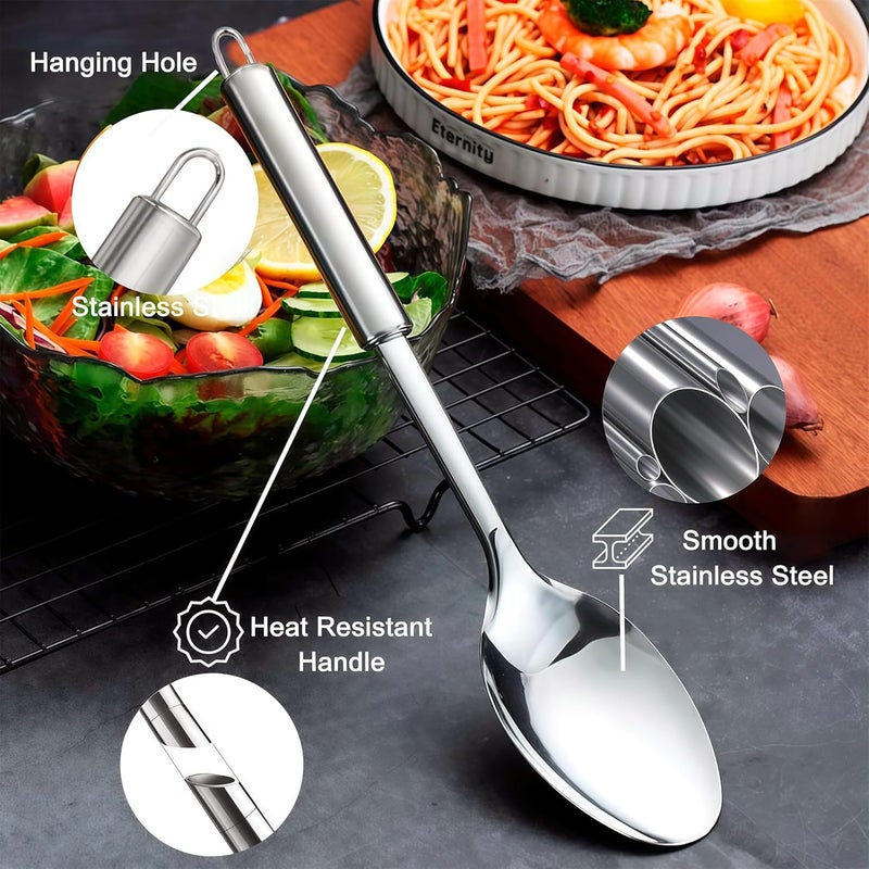 Blithely 2 Pack Stainless Steel Serving Spoon, Heat Resistant Kitchen Noodle Spoon for Cooking, Serving, Mixing and Spaghetti - Image 3