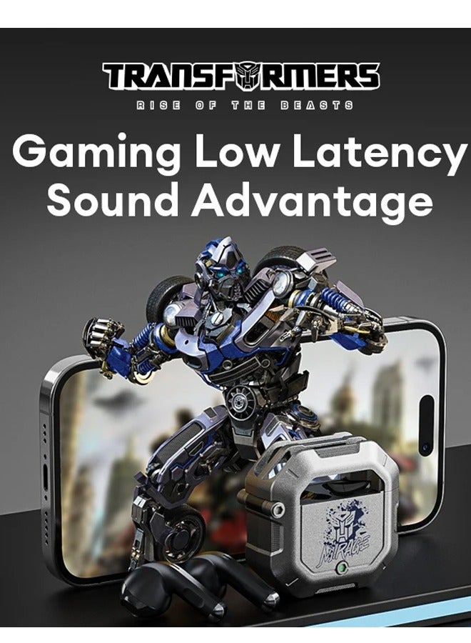 Transformers TF-T12 Wireless Bluetooth Earbuds Gaming Headphones Long Battery Life Headset with Music Noise Cancellation Calls Silver - Image 3