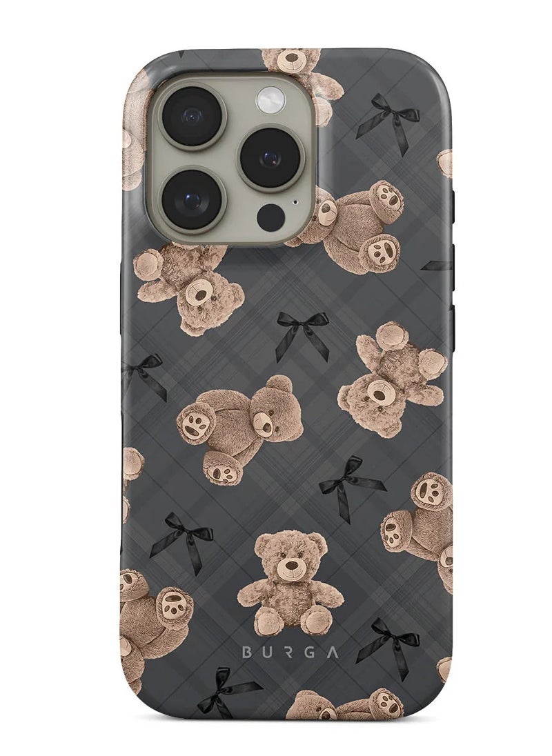 BURGA - iPhone 15 Pro  Case, 2 Piece Hard Shell + TPU Silicone Interior, Shock Absorption, All Port Accessible, Raised Bezel For Screen & Camera Protection, Never Fading HQ Print,  BFF - TEDDY - Image 1