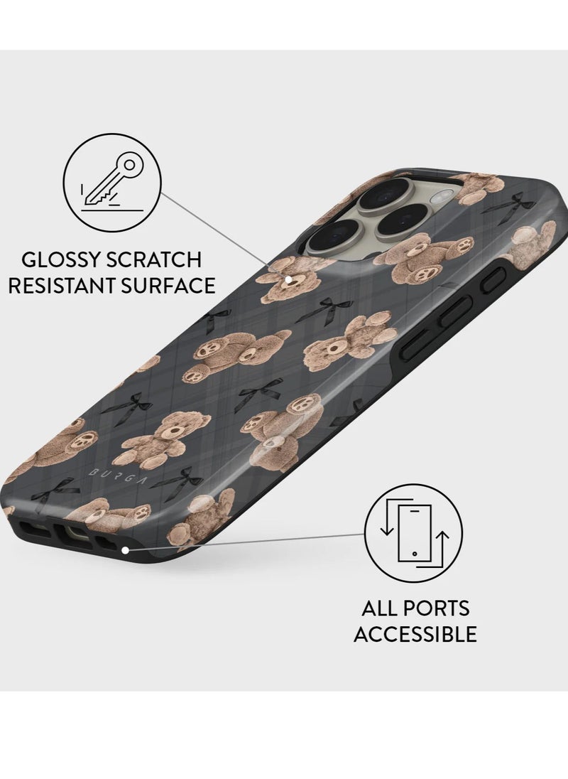 BURGA - iPhone 15 Pro  Case, 2 Piece Hard Shell + TPU Silicone Interior, Shock Absorption, All Port Accessible, Raised Bezel For Screen & Camera Protection, Never Fading HQ Print,  BFF - TEDDY - Image 1