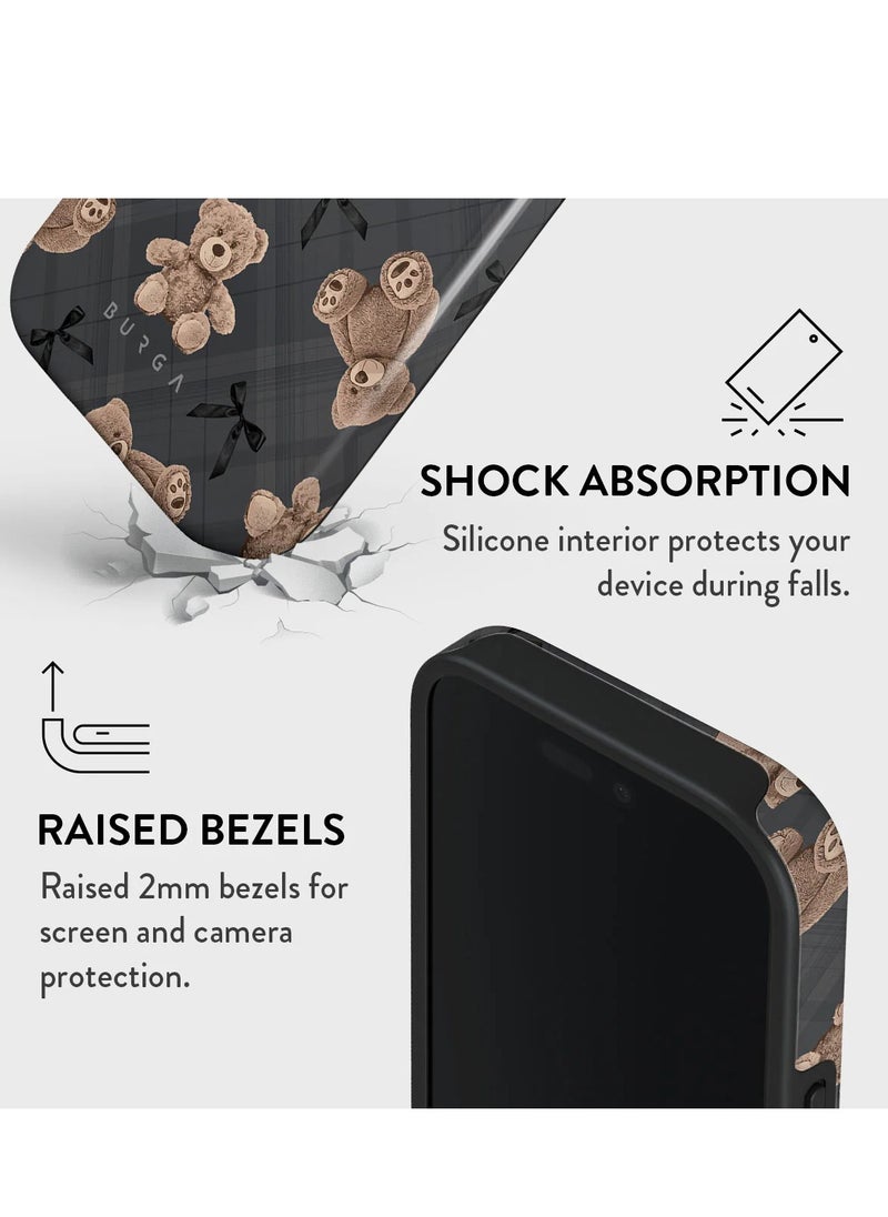 BURGA - iPhone 15 Pro  Case, 2 Piece Hard Shell + TPU Silicone Interior, Shock Absorption, All Port Accessible, Raised Bezel For Screen & Camera Protection, Never Fading HQ Print,  BFF - TEDDY - Image 1