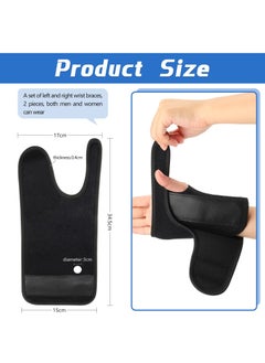 joyzzz 2 Pieces Carpal Tunnel Wrist Braces for Night Wrist Sleep Support Brace Wrist Splint Stabilizer and Hand Brace Cushioned to Help with Carpal Tunnel and Wrist Pain Relief, Black (Left, Right)  - Image 2