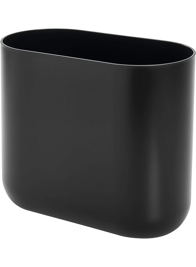 Raxoom Slim Oval Plastic Waste Basket, The Cade Collection – 10.56” x 5.5” x 9.77”, Matte Black - Image 1