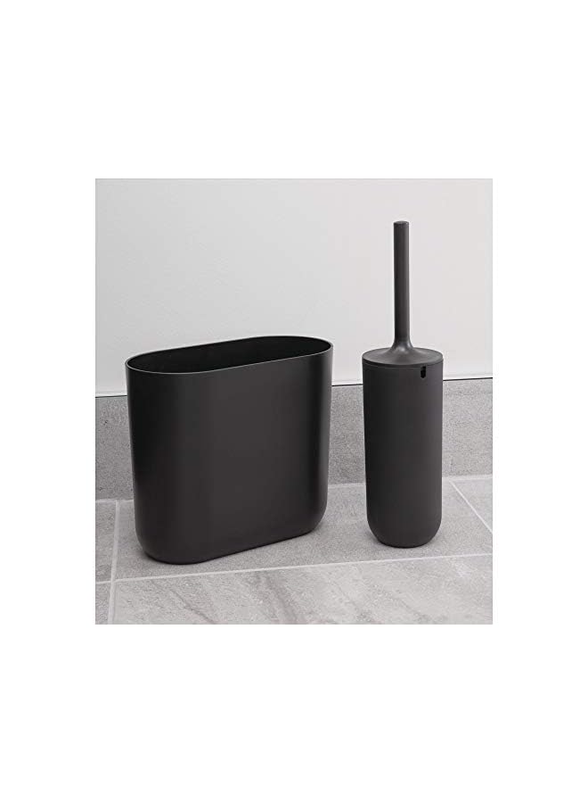 Raxoom Slim Oval Plastic Waste Basket, The Cade Collection – 10.56” x 5.5” x 9.77”, Matte Black - Image 3