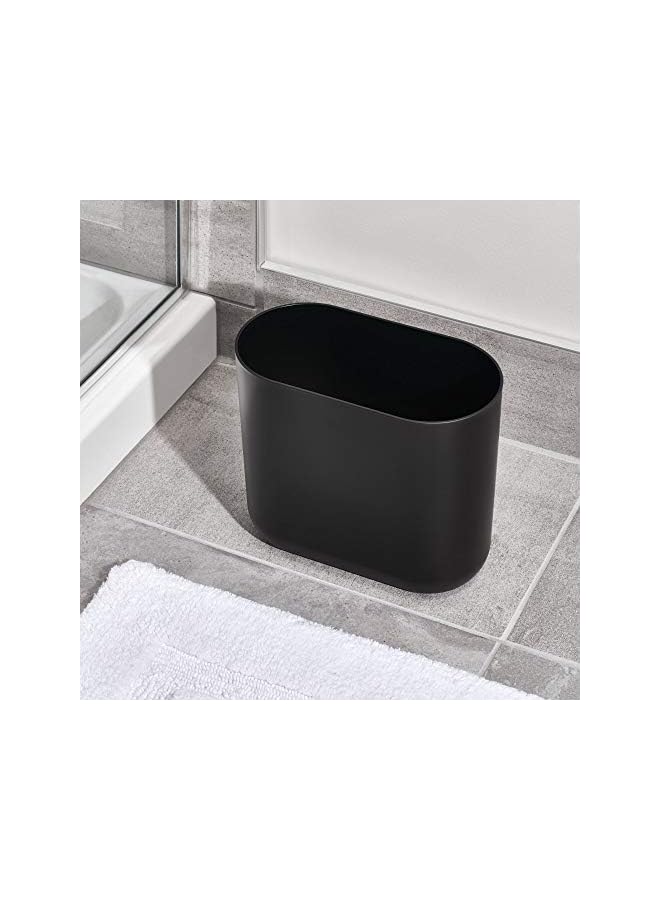 Raxoom Slim Oval Plastic Waste Basket, The Cade Collection – 10.56” x 5.5” x 9.77”, Matte Black - Image 2