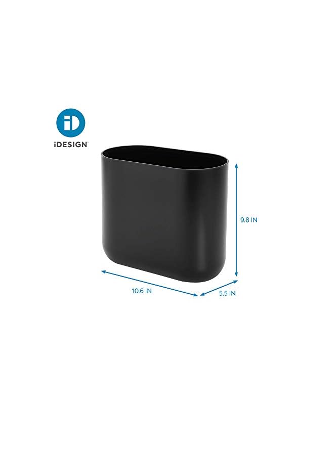 Raxoom Slim Oval Plastic Waste Basket, The Cade Collection – 10.56” x 5.5” x 9.77”, Matte Black - Image 4