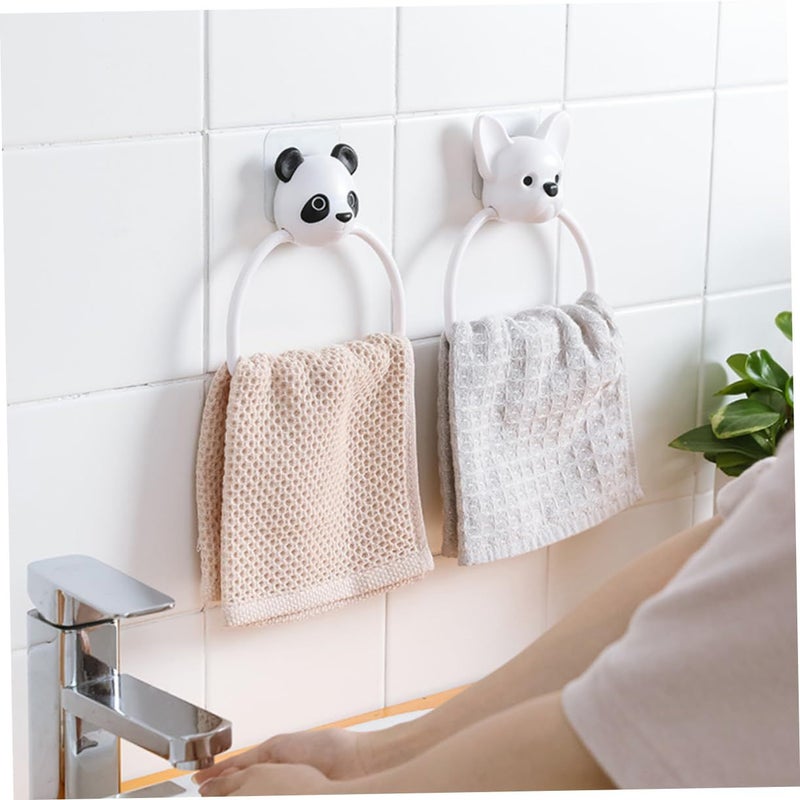 Cartoon Animal Wall Mounted Towel Rack Holder 2 Pack No Drill Organizer - Image 4