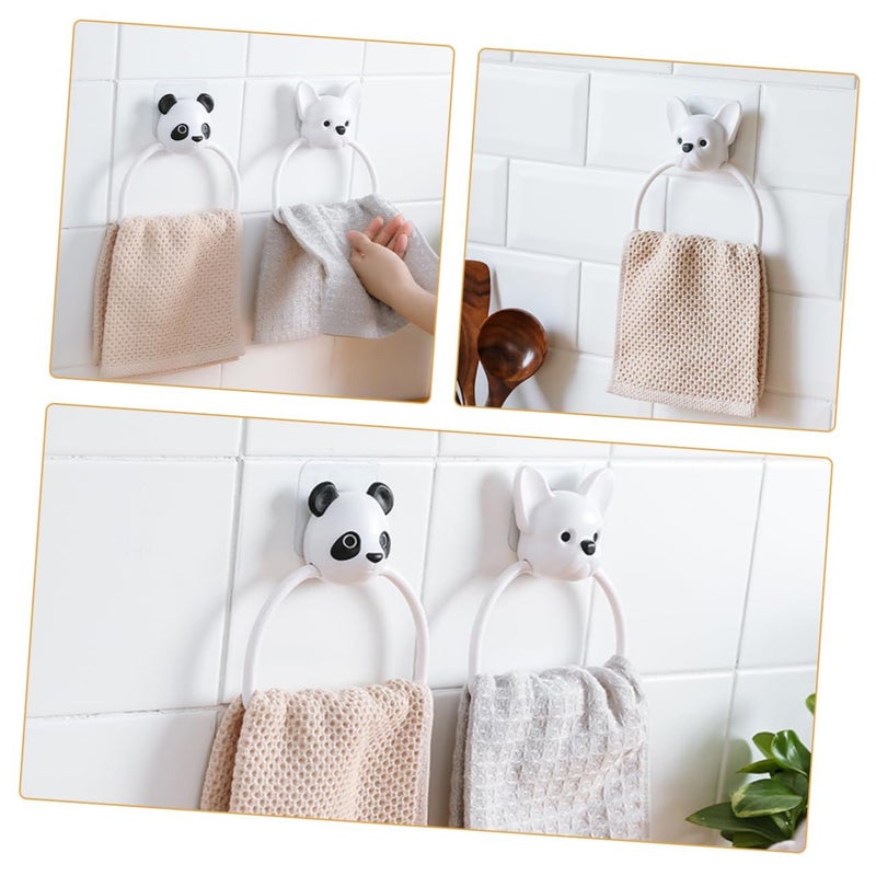Cartoon Animal Wall Mounted Towel Rack Holder 2 Pack No Drill Organizer - Image 5