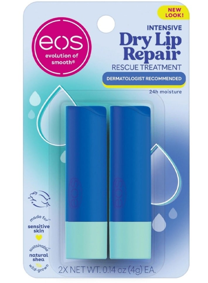 إي أو اس علاج إنقاذ الشفاه الجاف المكثف من eos، يوصي به أطباء الجلدية، 24 رطوبة، 2 * الوزن الصافي، 0.14 أونصة (4 جرام) EA.