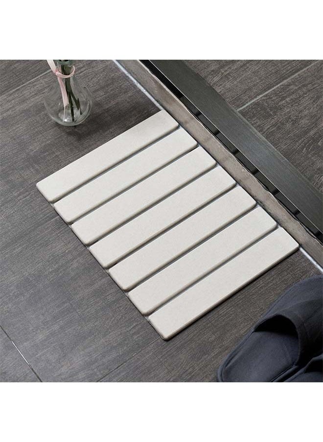 L&E Foldable Stone Bath Mat,Super Absorbent Diatomaceous Earth Mat, Non-Slip Quick Drying Mat,Compact and Easy to Store,Natural Stone Mat,Easy to Clean,White  - Image 1