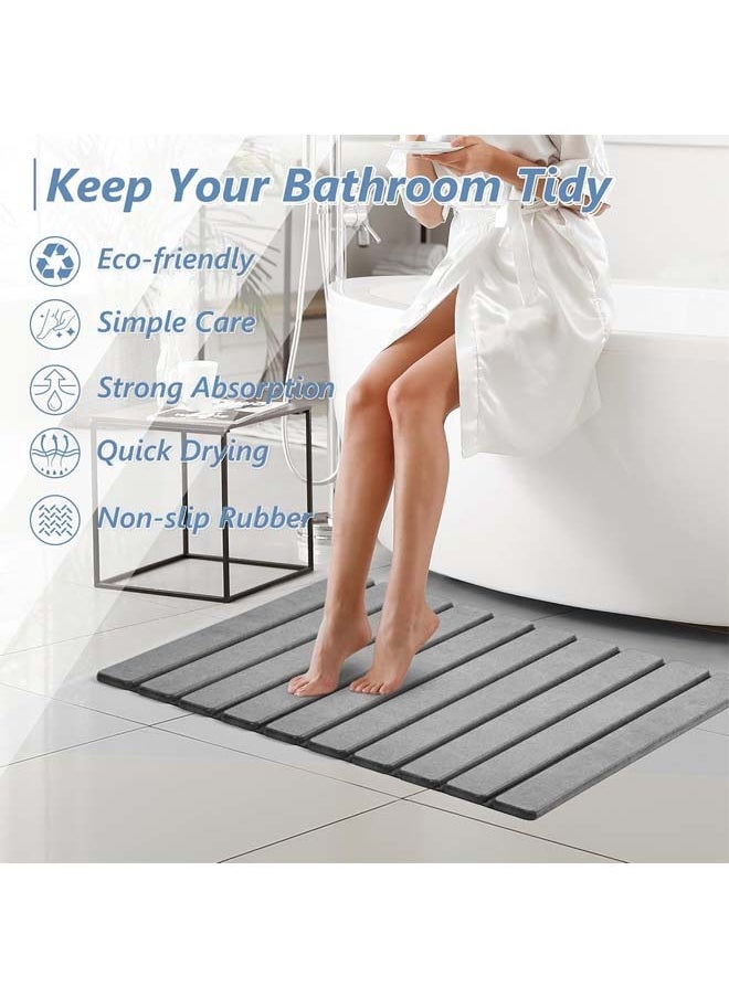 L&E Foldable Stone Bath Mat,Super Absorbent Diatomaceous Earth Mat, Non-Slip Quick Drying Mat,Compact and Easy to Store,Natural Stone Mat,Easy to Clean,White  - Image 3