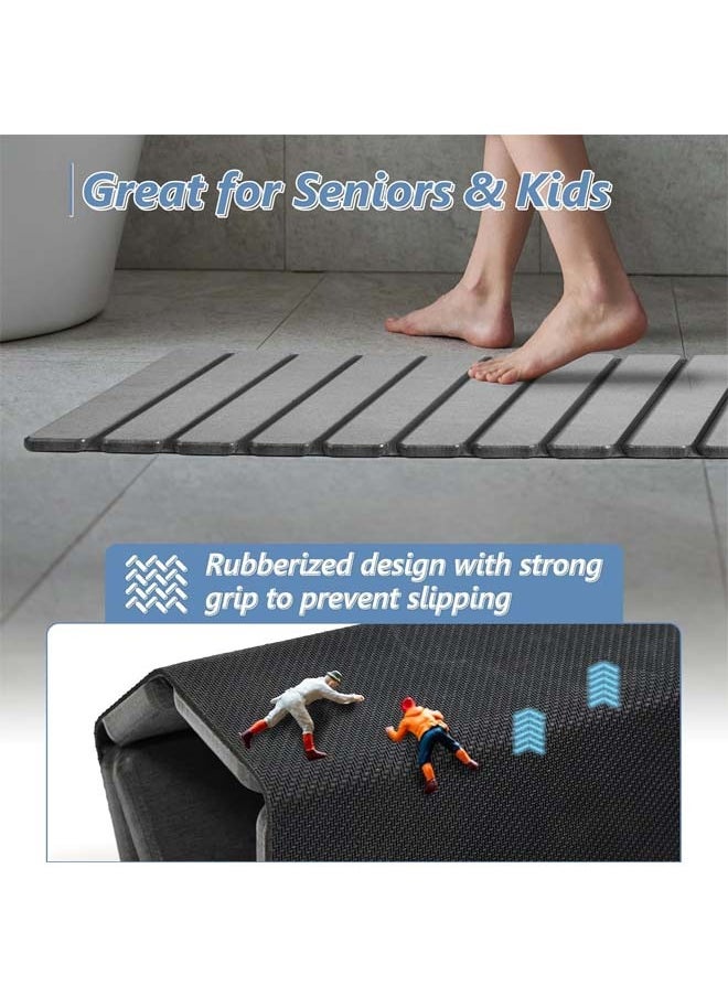 L&E Foldable Stone Bath Mat,Super Absorbent Diatomaceous Earth Mat, Non-Slip Quick Drying Mat,Compact and Easy to Store,Natural Stone Mat,Easy to Clean,White  - Image 4