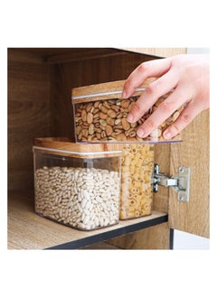 Spaceshoop Acrylic Containers Kit Contain Three Different Sizes With Sealed Airtight Lid Ideal To Keep Legumes Fresh And Practical For Kitchen Set Of 3 Pieces Transparent Beige  - Image 5
