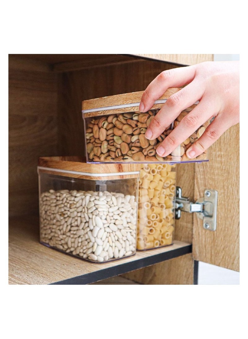 Spaceshoop - Acrylic Containers Kit Contain Three Different Sizes With Sealed Airtight Lid Ideal To Keep Legumes Fresh And Practical For Kitchen Set Of 3 Pieces Transparent Beige - Image 1
