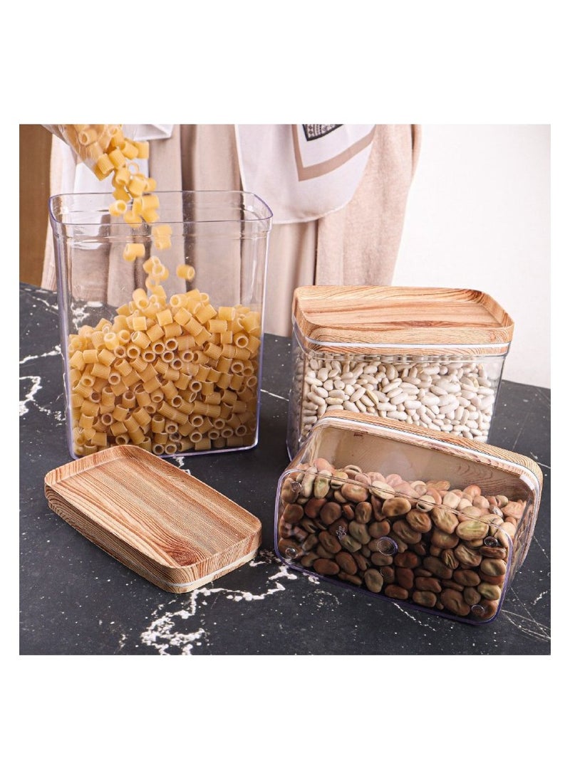 Spaceshoop - Acrylic Containers Kit Contain Three Different Sizes With Sealed Airtight Lid Ideal To Keep Legumes Fresh And Practical For Kitchen Set Of 3 Pieces Transparent Beige - Image 1