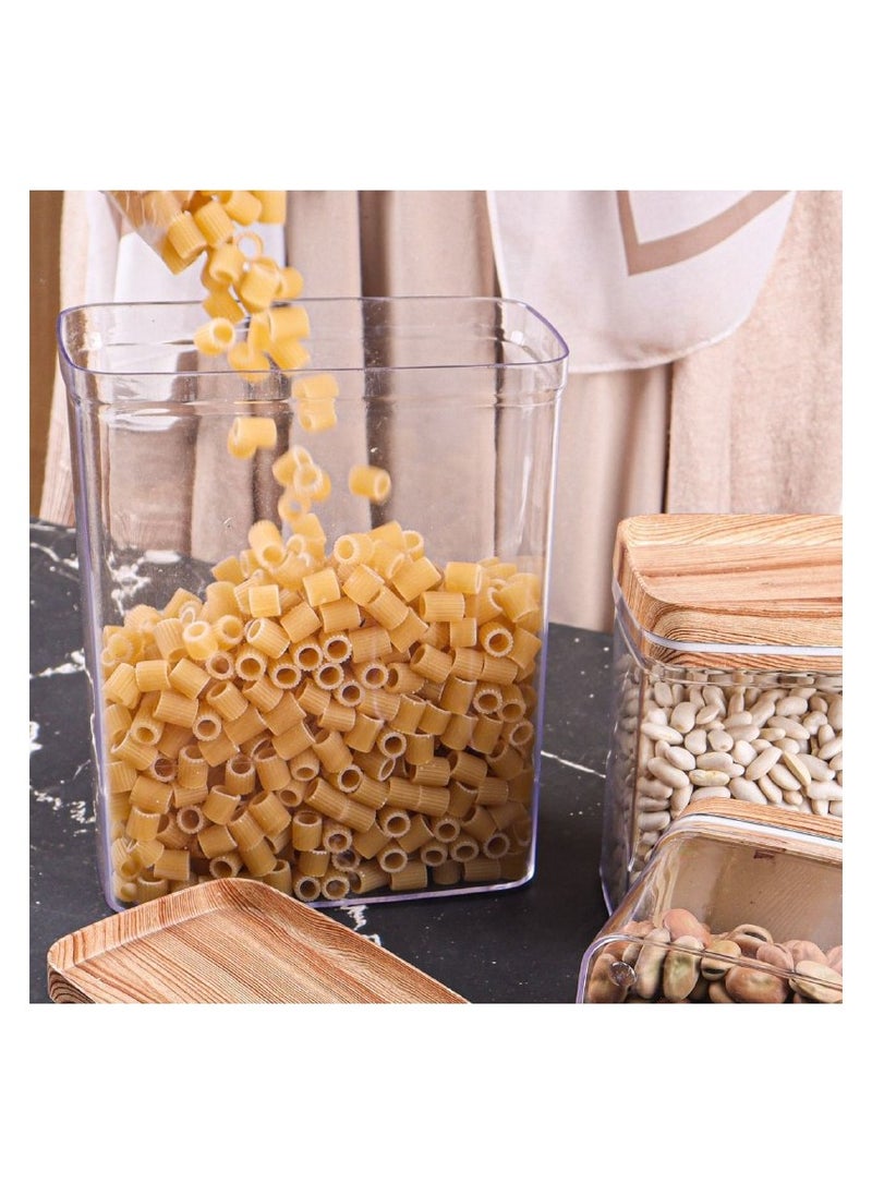 Spaceshoop - Acrylic Containers Kit Contain Three Different Sizes With Sealed Airtight Lid Ideal To Keep Legumes Fresh And Practical For Kitchen Set Of 3 Pieces Transparent Beige - Image 1