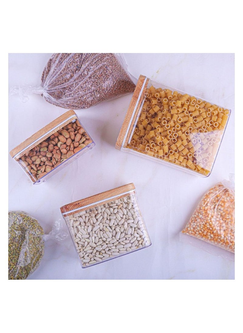 Spaceshoop - Acrylic Containers Kit Contain Three Different Sizes With Sealed Airtight Lid Ideal To Keep Legumes Fresh And Practical For Kitchen Set Of 3 Pieces Transparent Beige - Image 1
