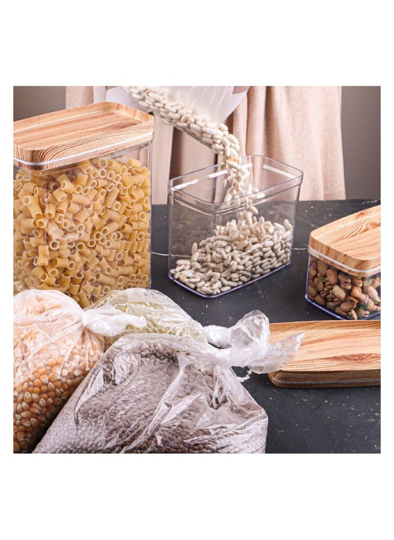 Spaceshoop - Acrylic Containers Kit Contain Three Different Sizes With Sealed Airtight Lid Ideal To Keep Legumes Fresh And Practical For Kitchen Set Of 3 Pieces Transparent Beige - Image 1