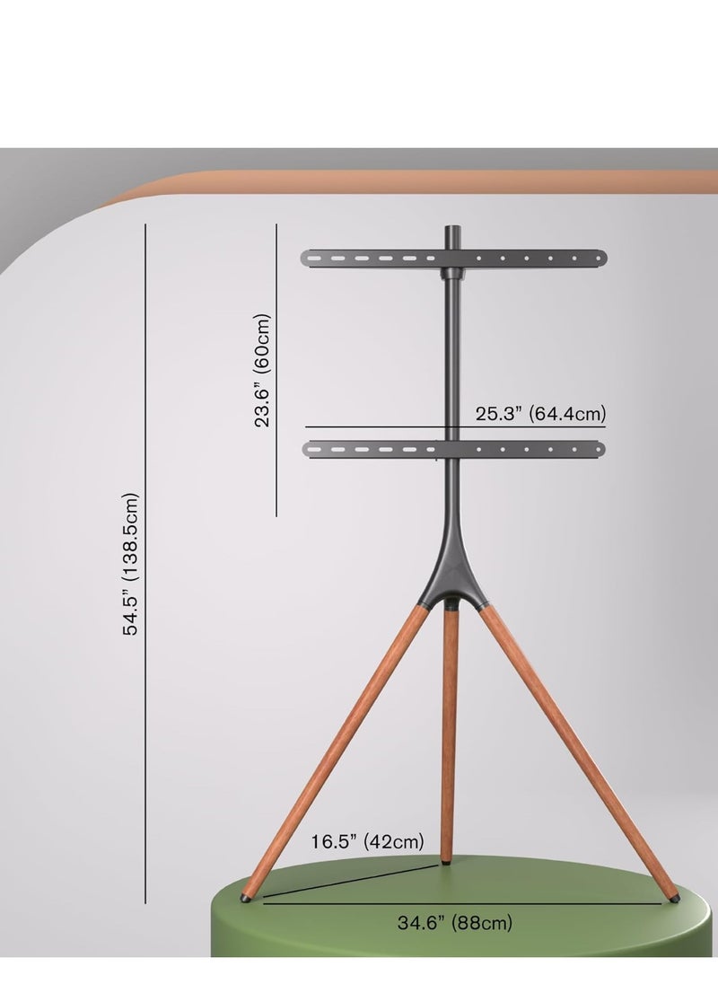 Artistic Easel Studio TV Stand With Walnut Tripod Base Black