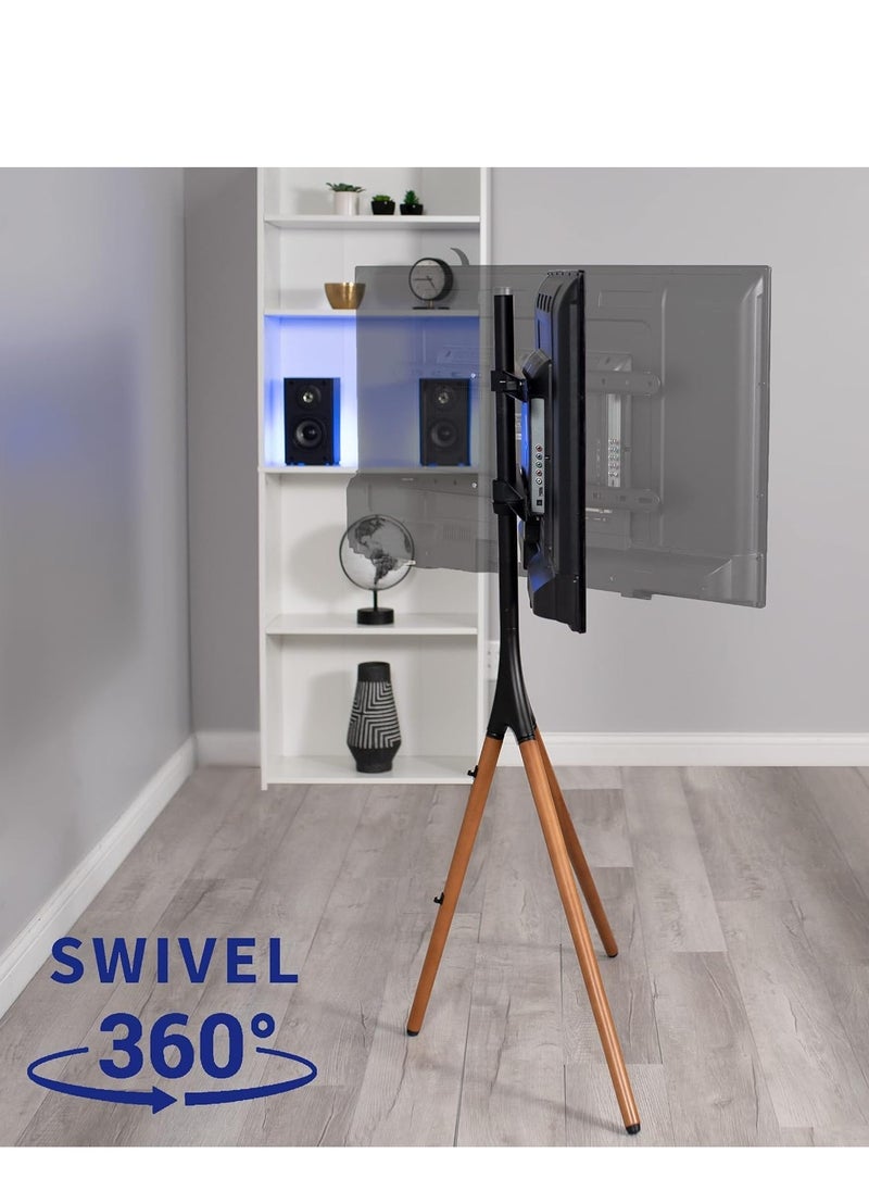Artistic Easel Studio TV Stand With Walnut Tripod Base Black