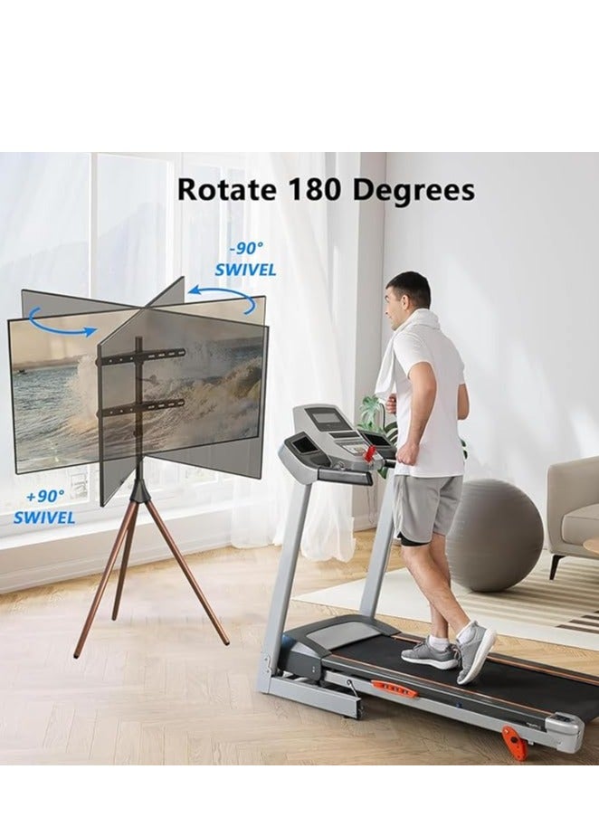 Aralifes Artistic Easel Studio TV Stand With Walnut Tripod Base Black - Image 4