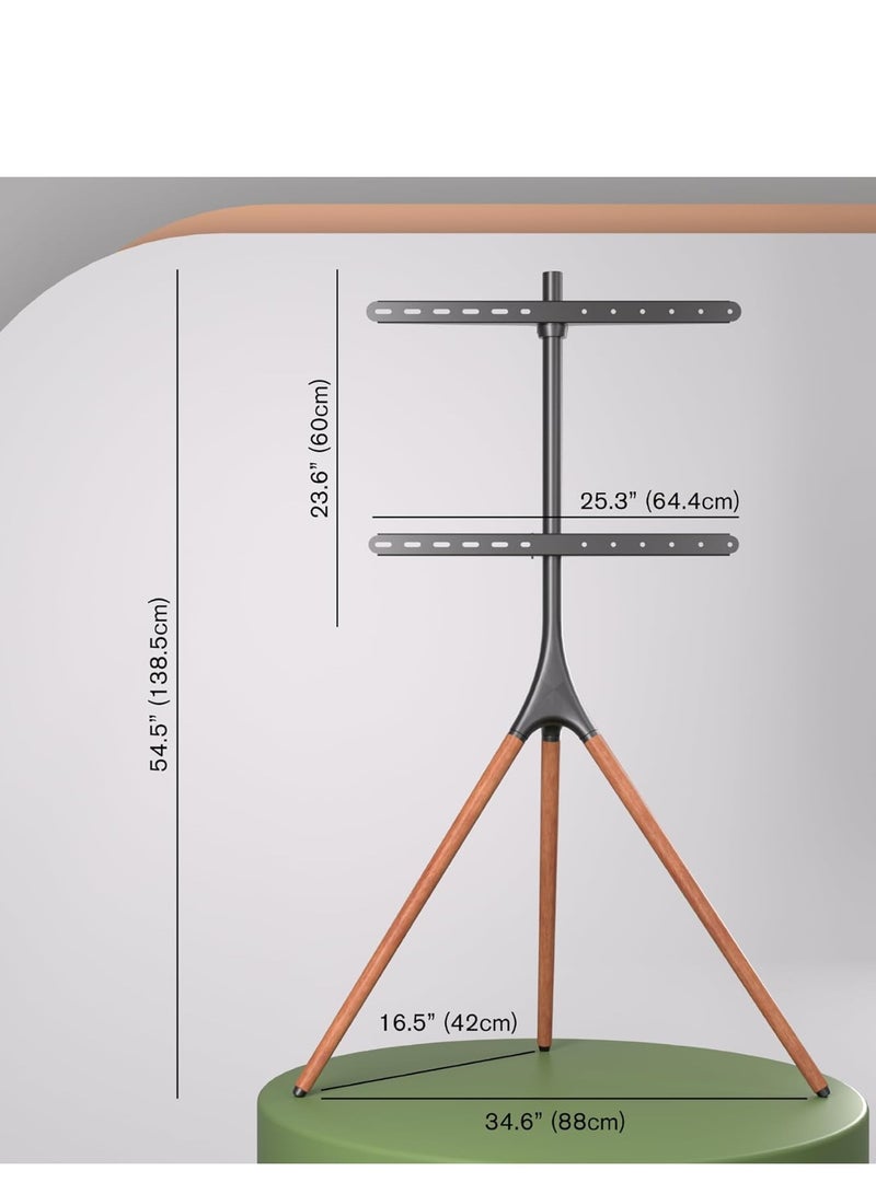 Aralifes Artistic Easel Studio TV Stand With Walnut Tripod Base Black - Image 5