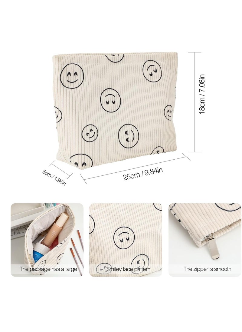 SOZAKKA - Cosmetic bag Makeup bag Preppy Cute Corduroy Toiletry bag for women travel essentials (Full beige) - Image 1
