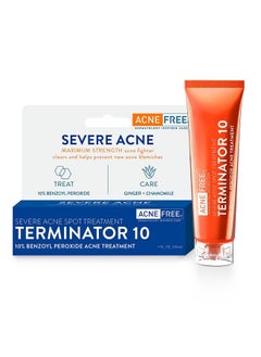 Terminator 10 Acne Spot Treatment With Benzoyl Peroxide 10% Maximum Strength Acne Cream Treatment 1 Ounce Pack Of 1