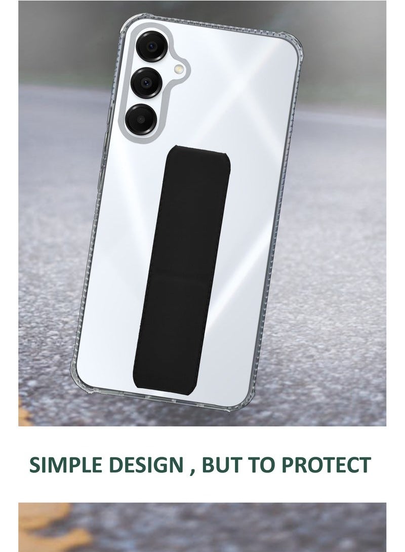 3-in-1 Magnetic Transparent Wrist Strap Hand Grip Stand Back Case Cover  for Samsung Galaxy A36-Clear/Black - Image 3