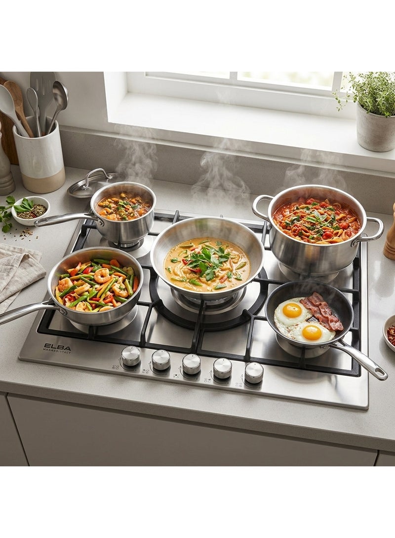 Elba Built in Gas Cooker 75 CM, Stainless Steel, 5 Burners, Front Control, Automatic Ignition -ELIO 75-545(Made in Italy) - Image 5