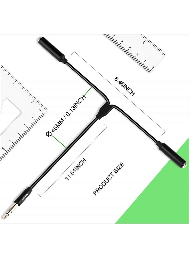 HOSONGIN 1/4 inch TRS Stereo Splitter Y Cable 1.6Ft, 1/4 Inch 6.35mm Stereo Male Plug to Dual 1/4 Inch 6.35mm Female Jack, Black Aluminum Alloy Shell Gold Plated Plug Socket - Image 5