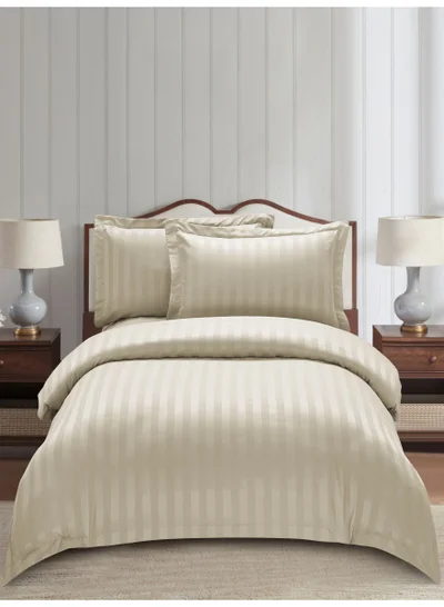 دوناتيلا Striped Comforter Set, Single Size Fits 140x200 cm, 5-Piece Hotel Bedding with 350 GSM Filling – Comforter, Comforter Cover, Fitted Sheet, Pillowshams.