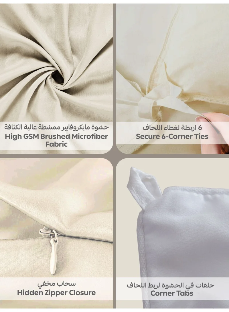 دوناتيلا Striped Comforter Set, Single Size Fits 140x200 cm, 5-Piece Hotel Bedding with 350 GSM Filling – Comforter, Comforter Cover, Fitted Sheet, Pillowshams.