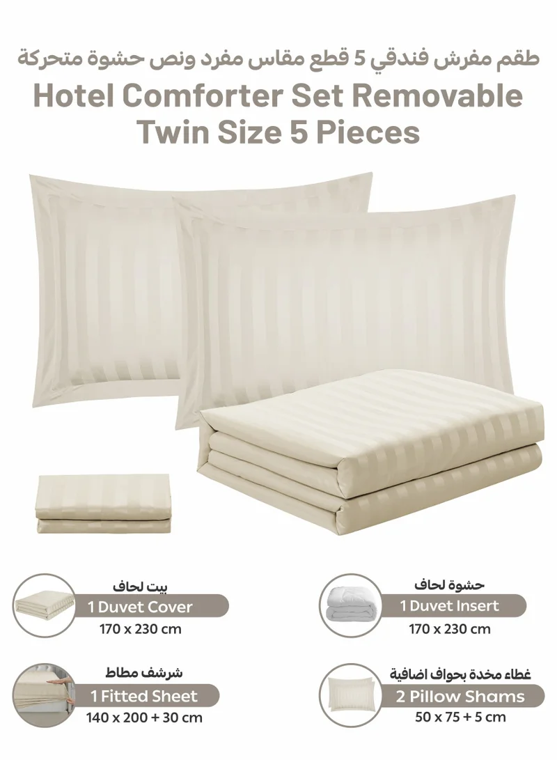 دوناتيلا Striped Comforter Set, Single Size Fits 140x200 cm, 5-Piece Hotel Bedding with 350 GSM Filling – Comforter, Comforter Cover, Fitted Sheet, Pillowshams.