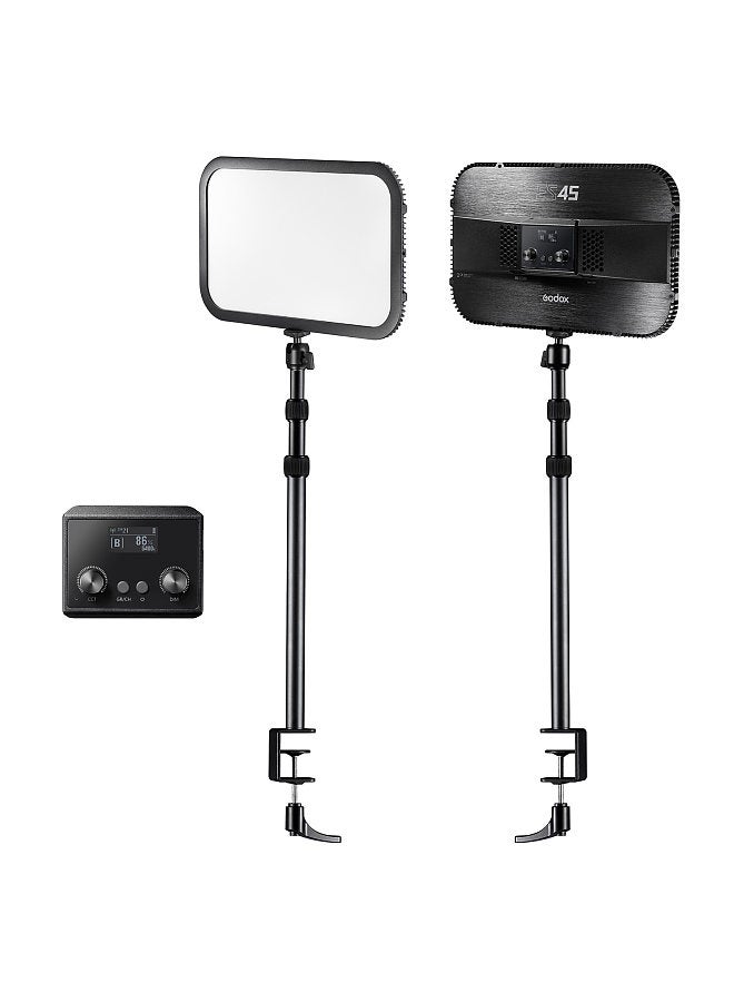 Godox ES45 E-sports LED Video Light Panel Max. 2500 Lumen 2800K-6500K Dimmable with C-Clamp Desk Mount Light Stand 2.4G Wireless Remote Controller for Live/ Game Streaming Video Conference Lighting  - Image 1