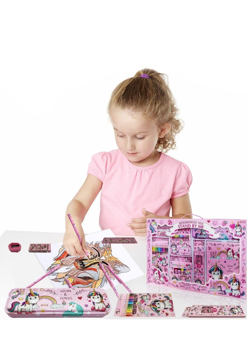 Beauenty Unicorn Stationary Kit For Girls - 41Pcs Stationary Items For Girls Pencil Box,Colours,Eraser and Sharpener -Return Gift For Girls/Unicorn School Kit For Girls, Stationary Set Return Gifts  - Image 3