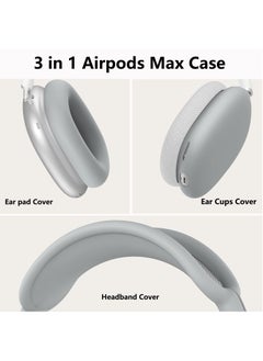 Beauenty Silicone Cases Suitable for Apple AirPods Max 3-in-1 Headphones Anti-Scratch Ear Cups Cover Headband Cover and Ear Pad Protector Case Skin Accessories (Grey)  - Image 4