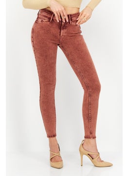 Women Regular Fit Stretchable Denim Jeans, Peach