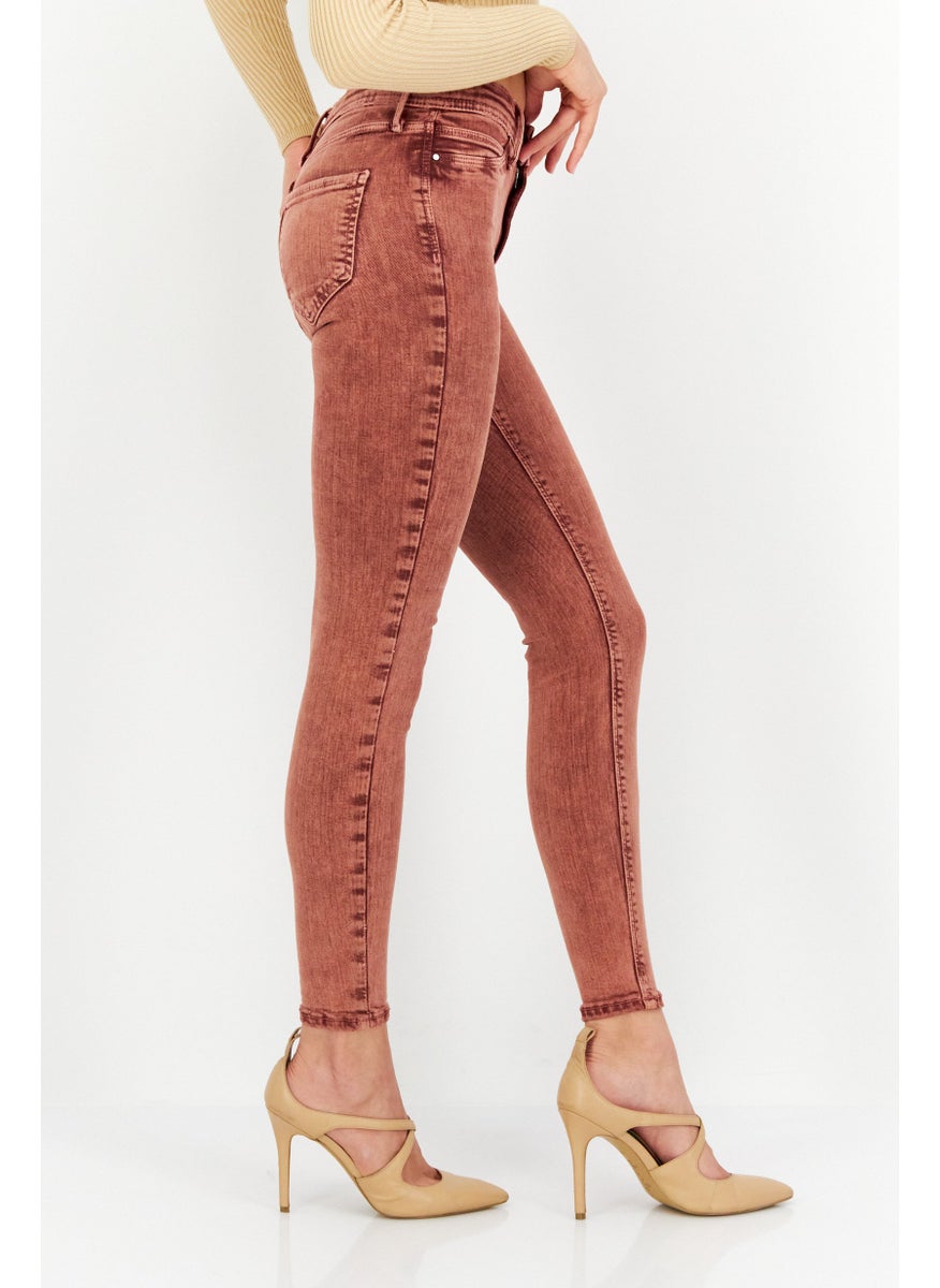 RIVER ISLAND - Women Regular Fit Stretchable Denim Jeans, Peach - Image 1
