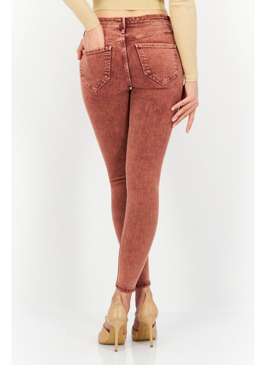 RIVER ISLAND - Women Regular Fit Stretchable Denim Jeans, Peach - Image 1