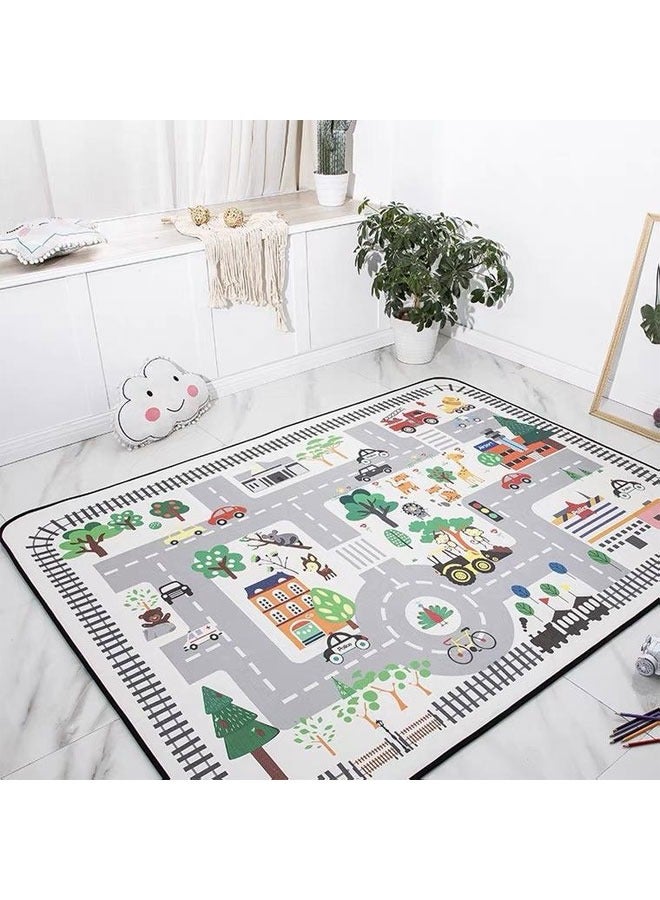 Washable Kids Traffic Play Mat Soft Crystal Velvet Rugs City map Printed Early Education Crawling Mat Home Decor Rug For Home Bedroom Living Room And Outdoor Use 80*120CM  - Image 5
