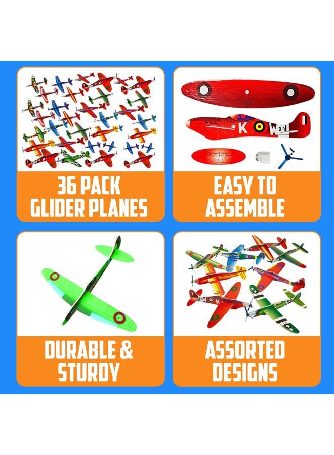 Bedwina Glider Planes Bulk 36-Pack 8-Inch Bomber Airplane Gliders for Kids, Foam Paper Airplane Kit For Birthday, Goodie Bag Stuffers Party Favors For Kids Great Paper Airplanes For Outdoor Flying Toy - Image 2